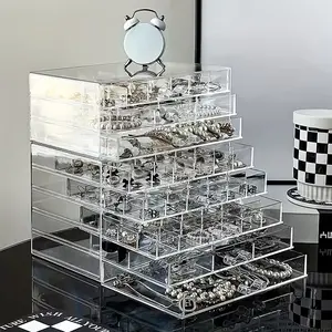 Transparent Acrylic Jewelry Box 3/5-Tier Storage Organizer with 72/120 Compartments Drawer-Style for Beads Seed Beads Earrings Studs DIY Craft Supply Container