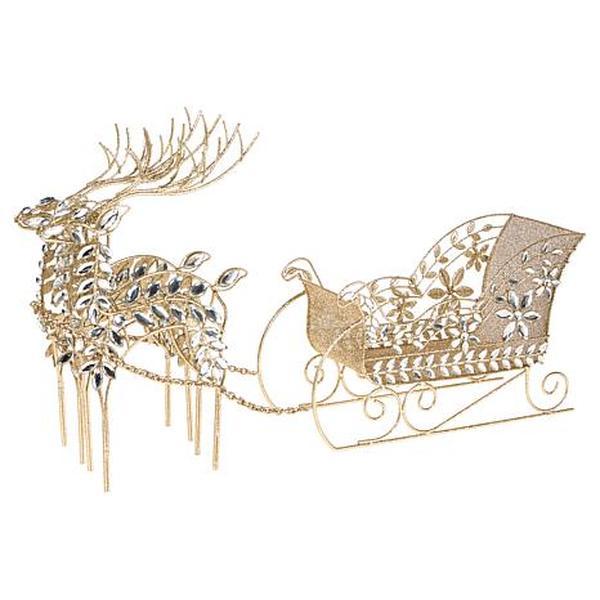 August & Leo Jeweled Reindeer and Sleigh Set