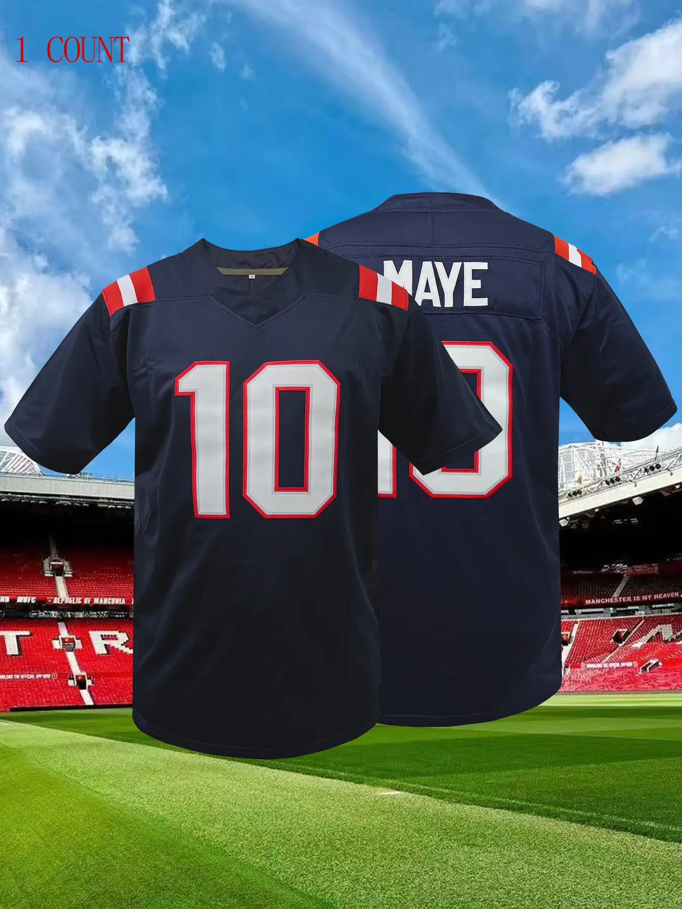 Men's #10 Embroidered Football Jersey, Football Uniform, Loose-Fit Breathable T-Shirt with V-Neck, Short Sleeves, and Pullover Design – Perfect for Sports, Casual Wear, and Outdoor Activities