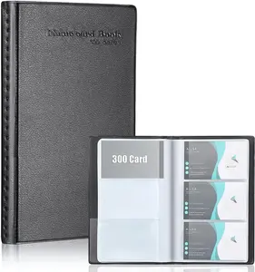 Professional Business Card Book Holder Organizer, 300 Card Capacity Card Binder PU Leather Name Card Credit Cards Booklet