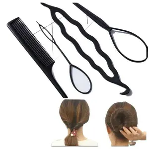 4Pcs Hair French Braid Topsy Tail Clip Styling Stick DIY Bun Maker Tool for All Hair Types Easy Styling Tools Comfortable Flexible Material Perfect
