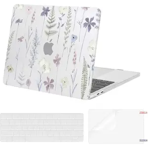 MOSISO Compatible with MacBook Pro 13 inch Case M2 2026, 2025, 2024-2016 A2338 M1 A2251 A2289 A2159 A1989 A1708 A1706, Plastic Meadow Floral Hard Shell Case&Keyboard Cover&Screen Protector,Transparent
