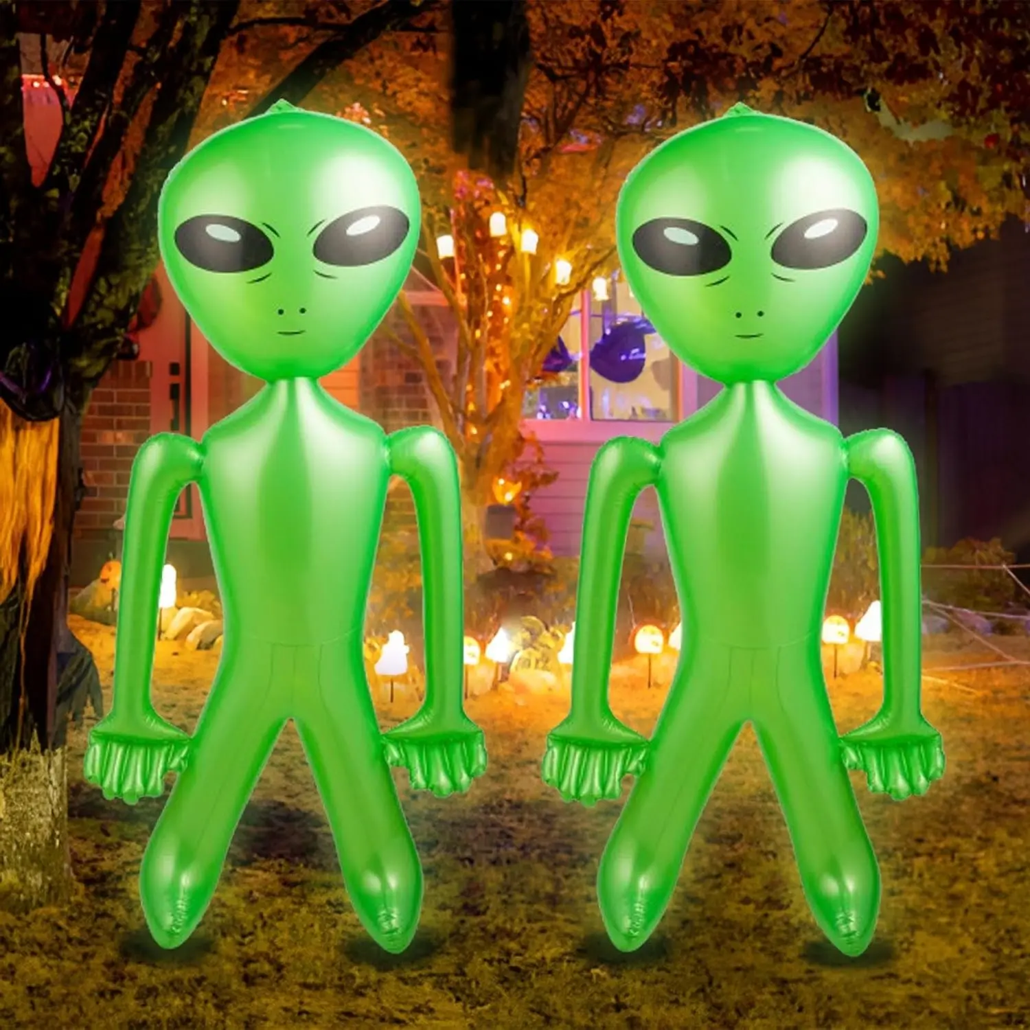 60 Inch (5 Feet) Giant Alien Inflatable - Pack of 2 - Jumbo Green Alien for Game Prize, Alien Halloween Decorations Theme Party Favors Photo Prep & Decorations