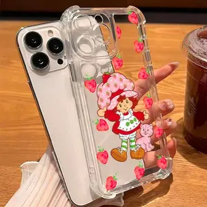 Strawberry Short Cake Doll Phone Case, Fits iPhone 16 15 14 13 12 11 Mini Pro Max XR, Anti-Drop Shockproof Transparent Protective Cover