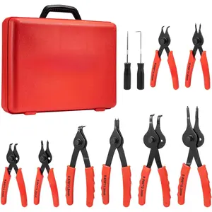 Snap Ring Pliers Set, 10 Pcs Internal & External Retaining Ring Circlip C Clip Pliers, Heavy Duty Bent Straight Automotive Tools, Include Hook, Pick, and Storage Case