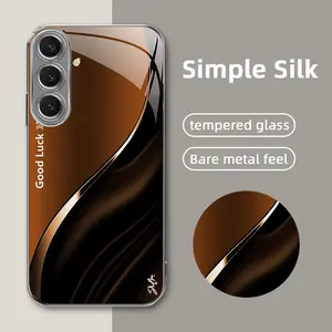 Suitable for [Galaxy S24 Plus] High-end simple silk electroplated metal glass mobile phone case, affordable, fully shockproof, drop-proof, wear-resistant-888