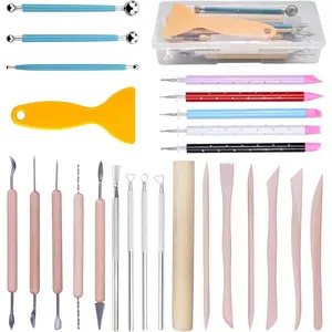Polymer Clay Tools,25Pcs Pottery Sculpting Tools Set with Plastic Case for Ceramic Modeling Carving Beginners Expert Crafts Club, Dotting,Hobbyists, Artists