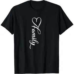Family Love Heart Family Matching T-Shirt Trendy Casual Short Sleeve Tees for Mom Dad Kids