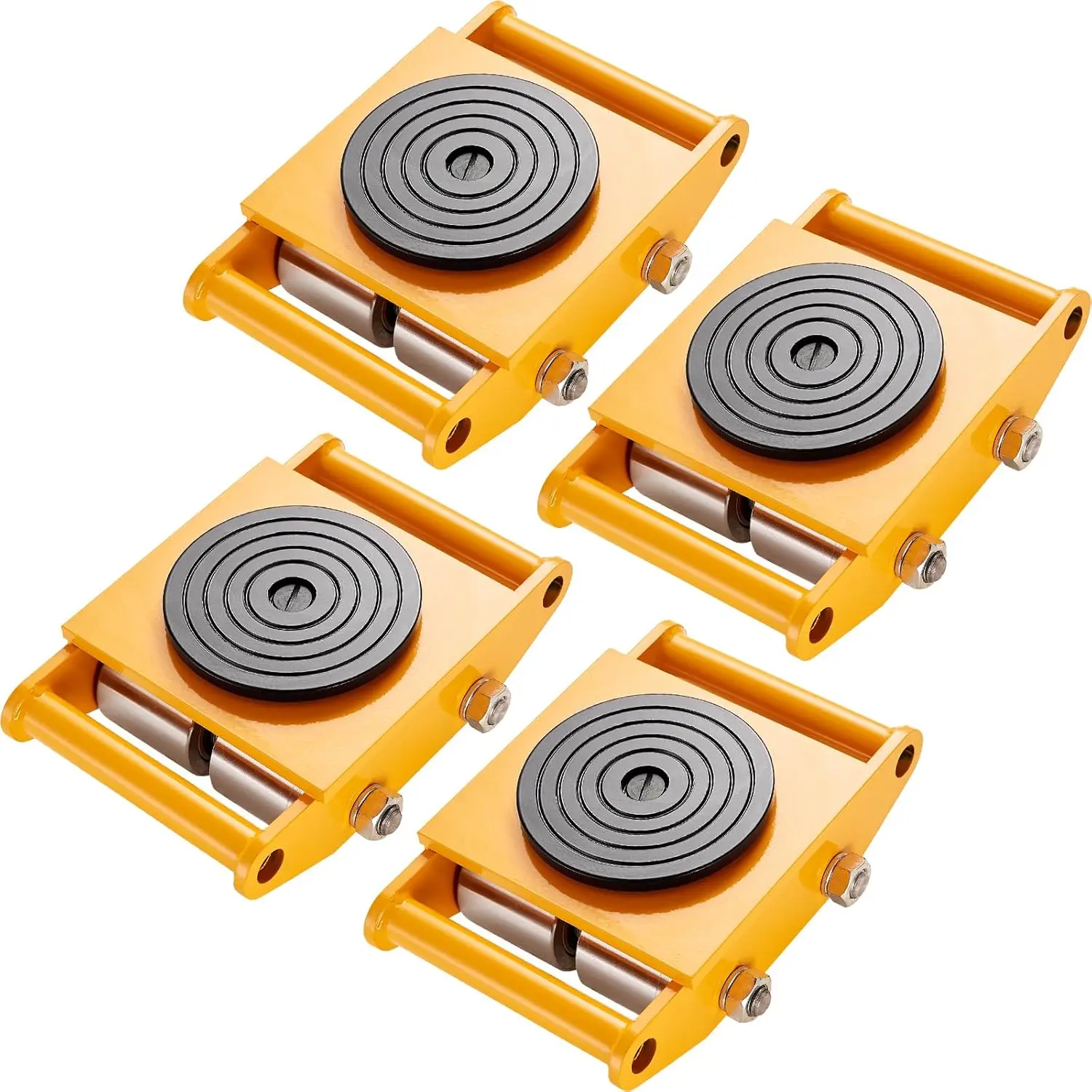 VEVOR 4PCS Machinery Skate Dolly, 26455LBS/12T Industrial Machinery Mover, Heavy Duty Carbon Steel Machinery Moving Skate & 4 Carbon Steel Wheels and 360 °   Rotation Non-Slip Cap for Moving Equipment