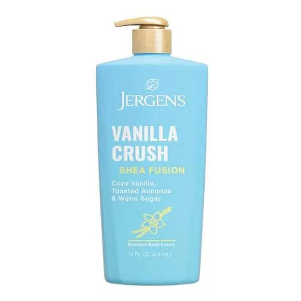 Jergens Shea Fusion Vanilla Crush Body Lotion, Dry Skin, 14 fl oz | Shea Butter and Vitamin E Moisturizing Lotion, Vanilla Scent, Dry Skin Relief, Women, Daily Hydration