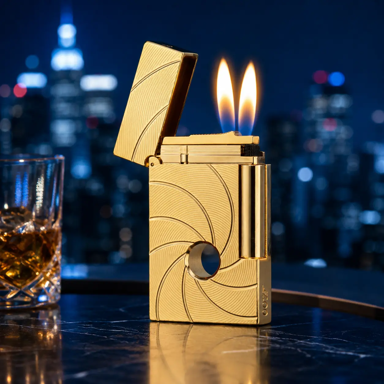 [Double Flame] DPT James Bond 007 Gold Lighter - No Fuel, 145g, Smooth Performance, Premium Lighter Accessory, Ideal Ping Gift, Accessories