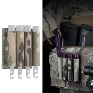 Chemlight shotgun shell battery holder, molle glow stick storage bag, chem light holders, package of 4 luminous rods Black Lightweight Organiser Accessory Case Plate Mount survival supplies