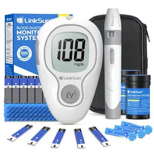 LinkSun G-425-3 Blood Glucose Monitor Starter Kit, 10 Test Strips & 10 Lancets, or 100 Strips Refill, No Coding, Large Display, Diabetes Testing Kit for Home Use, Travel Case Included Healthcare