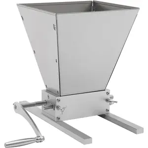 2 Roller Malt Mill, Grain Mill Brewing for Grain Malt Barley, Grain Crusher Grinder, Stainless Steel Roller Mill with 4 L Hopper & Metal Base, Hand Mill Grinding Machine for Electric Drill