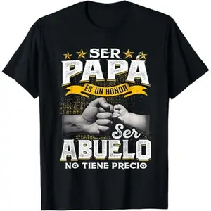 Mens Spanish Quote Graphic Tee "Ser Papa Es Un Honor Ser Abuelo No Tiene Precio", Casual Crewneck Short Sleeve Streetwear Top For Grandpa