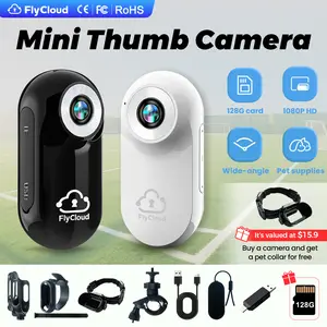 flycloud A100 128GB 1080P HD Ultra Small Mini Camera A100 Magnetic Portable Thumb Recorder LCD Screen long Battery TF Card Back Clip Cap Clip Bike Mount for Hands-Free POV Vlog Cycling Hiking Pet Parent-Child Sportslong