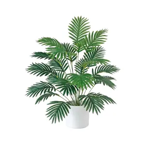 1/2 Pack Artificial Palm Tree, 35.43in/90cm Large Fake Tropical Palm Tree, No Pot Included, Realistic Touch Areca Palm Plant, Indoor Outdoor Decor for Home Garden Office
