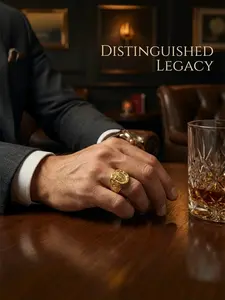 Men's Lion Shield Badge Ring, Geometric Pattern, Business Accessory, Daily Wear, Special Gift for Leo Boyfriend, All Seasons, Geometric Design Ring