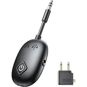 Bluetooth 53 transmitter receiver for airplane tv 2 in 1 wireless bluetooth adapter for airplane airpods or wireless headphones dual pairs 35mm aux adapter for flight tv gym carhome stereo