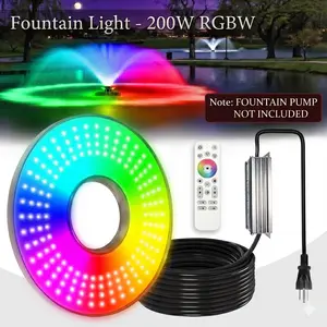 [No Pump Included]Goldlife 200W RGBW Pond Fountain Light with Wireless Remote | 100FT Control & Sync, 20000LM, IP68 Waterproof for Outdoor Fountains