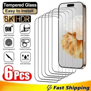 6Pcs Protective Glass For iPhone 17 16 15 14 11 12 13 Pro Max Smartphone Screen Protector For iPhone Air XR X XS 16 15 Plus Tempered Film Accessories