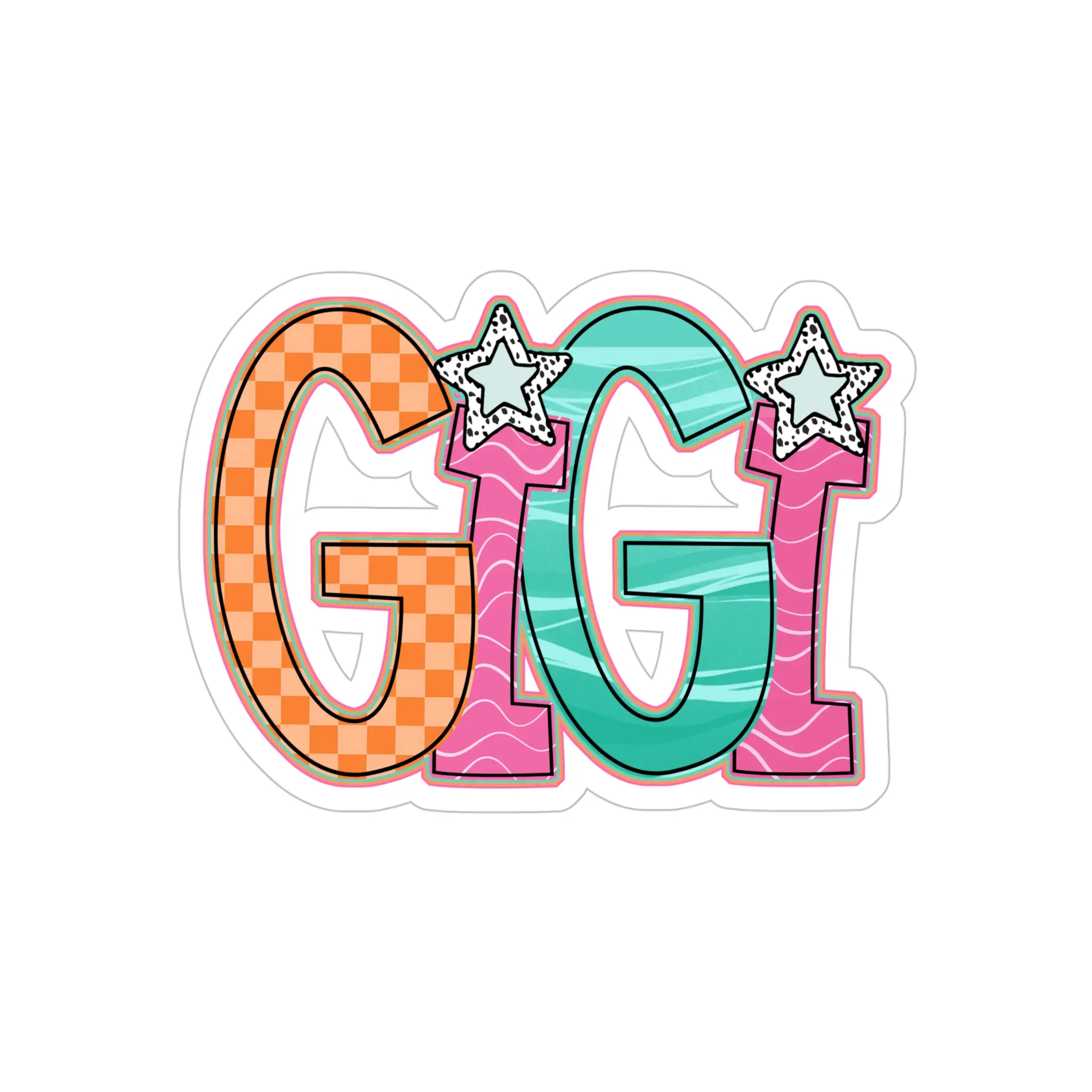 Colorful Gigi Sticker for Car Truck, Die-Cut Outdoor Decal, Personalize Your Water Bottle, Laptop, Car