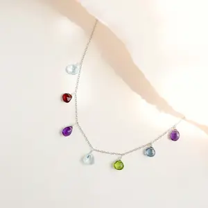 Silver Rainbow Sparkler Necklace - Elegant Design with Rainbow Gemstones