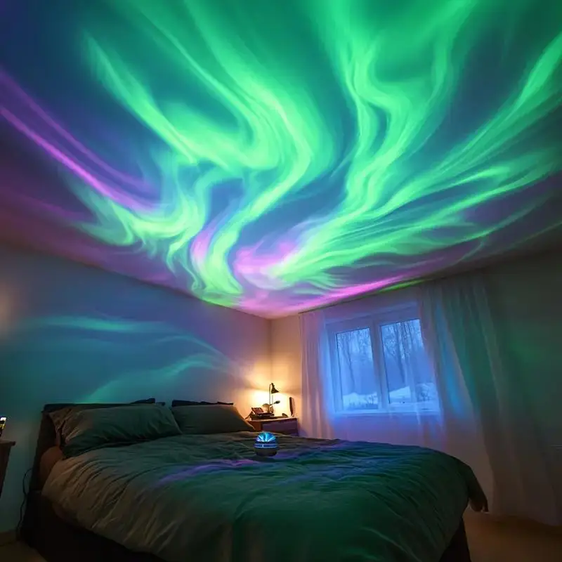 Christmas Aurora LED Light, USB Powered 7 Colors LED Table Lamp, Projection Night Light, Sleep Night Light for Bedroom Home Decor, Ideal Gift Choice,