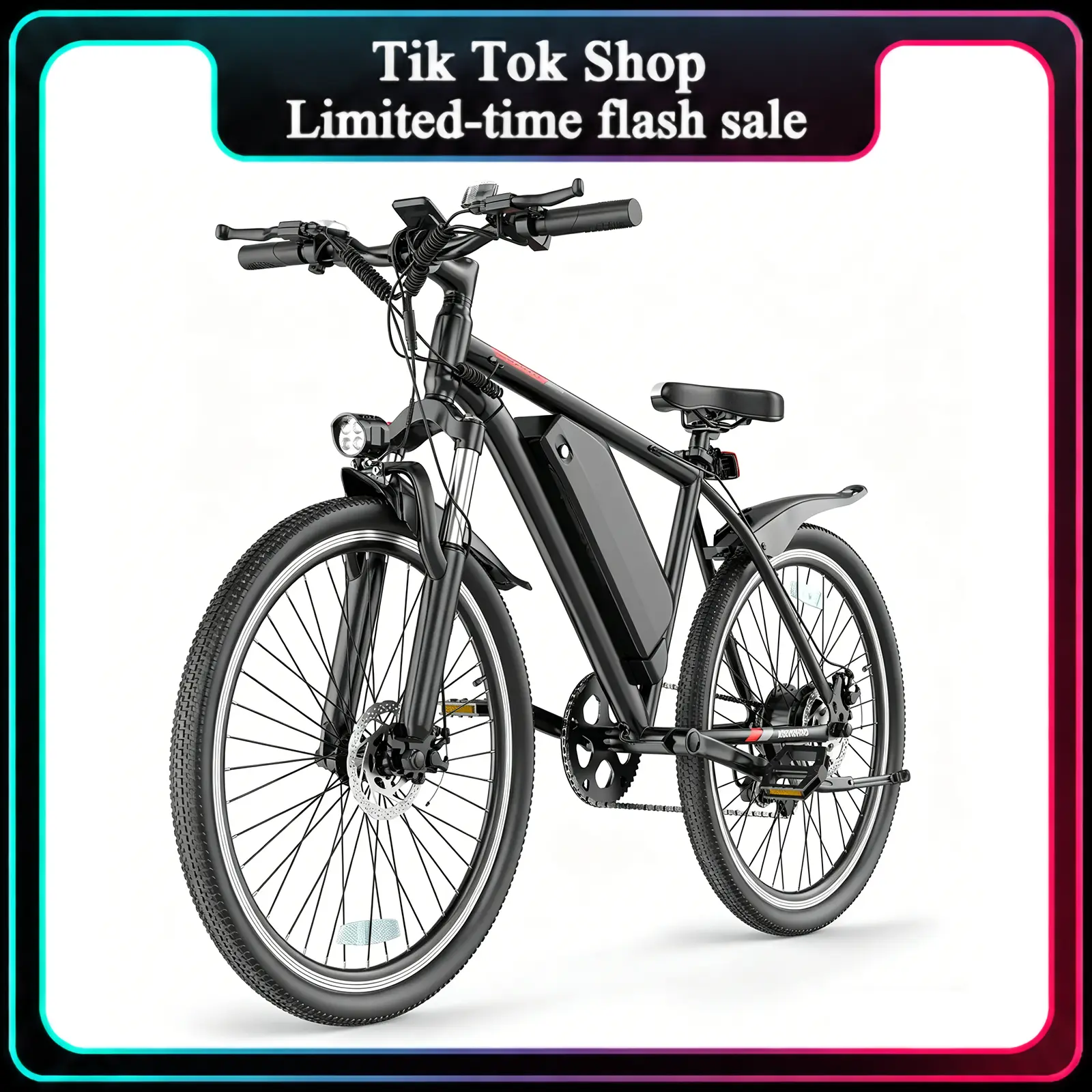 26-inch Commuter Electric Bicycle 500W Peak 750W Motor 30-55 MPH 48V 9AH Battery LCD Display 21 Speed Front Suspension Ebike for Adults Folding Ebike