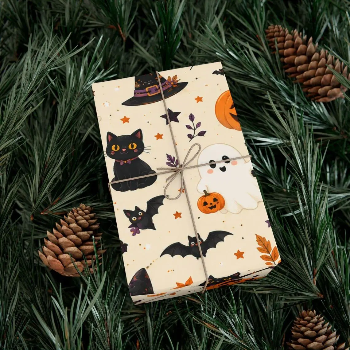 Kawaii Halloween pattern with cute creatures Wrapping Paper, Halloween Gift Wrap