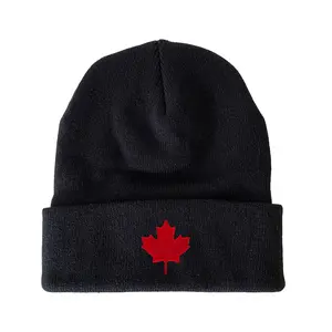Canada Maple Leaf Embroidered Beanie Winter Hat