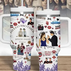 The Vampire Diaries TV Series Custom 40oz Tumbler With Handle, Movie Series Tumbler 40oz, Flask Travel Cup, Gift for Movie Lover