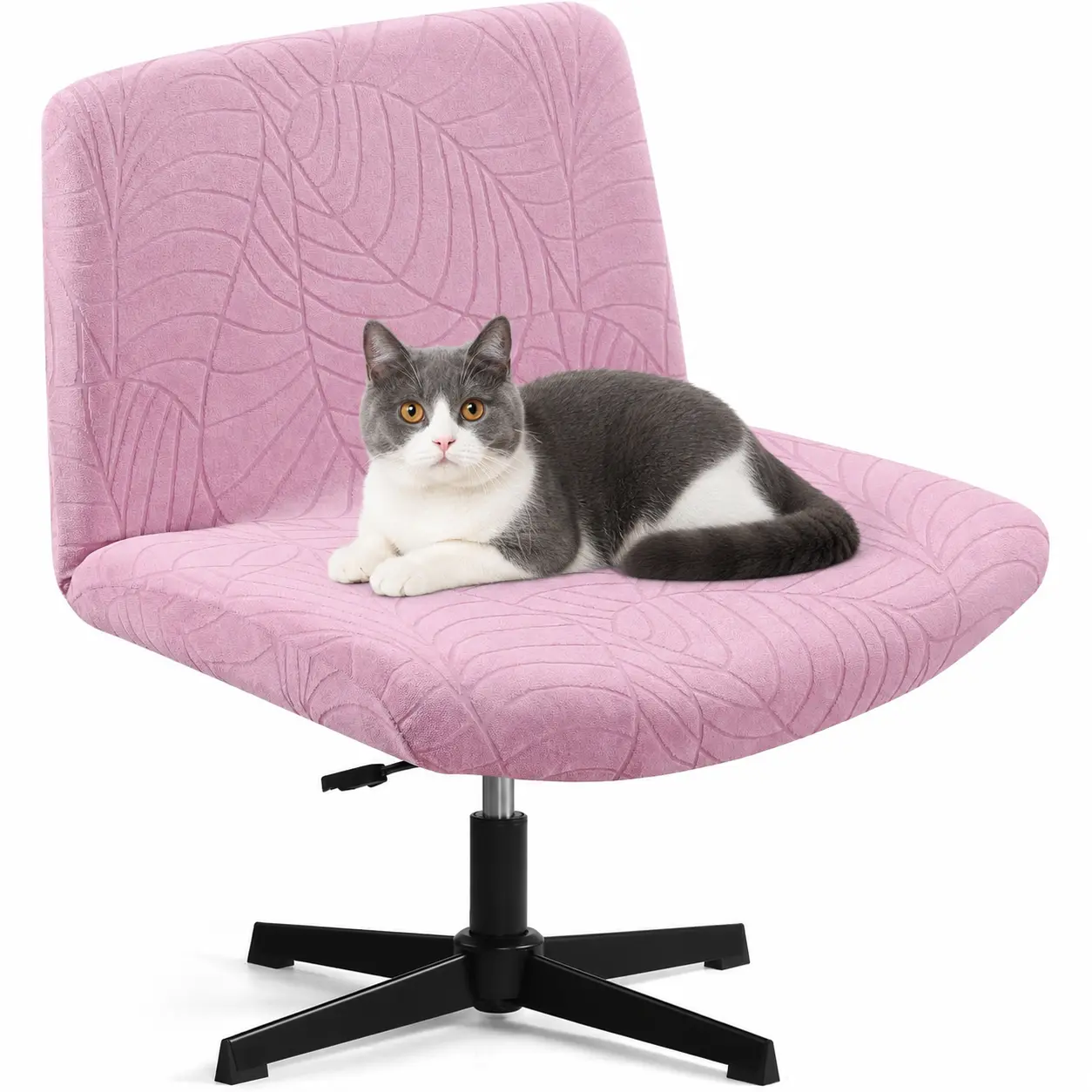 T-Shaped Jacquard Criss Cross Chair Cover - Waterproof, Stretchable Solid Fabric - Fits Armless, Mid Back Wide Seat Office/Computer Chairs (Green)