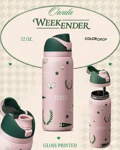 Owala Weekender Color Drop Bottle 32oz – Cute Double Wall Stainless Steel Sports Bottle, Smooth Sip Straw Lid, Premium Gift Bottle