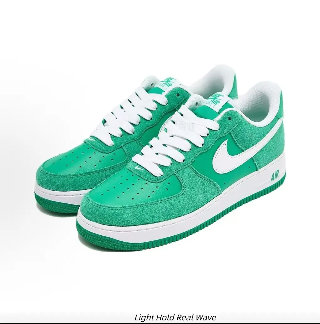 Unisex Emerald Green Leather Low Top Sneakers White Contrast Details & White Cushioned Outsole Lightweight Daily Street Walking Trainers