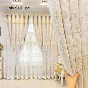 1pc Luxury Embroidered Curtain Set, Korean Style Drapes for Bedroom & Living Room, Home Decor Essentials, Thick Window Covering, Heavy Curtain, Home Decoration Curtain