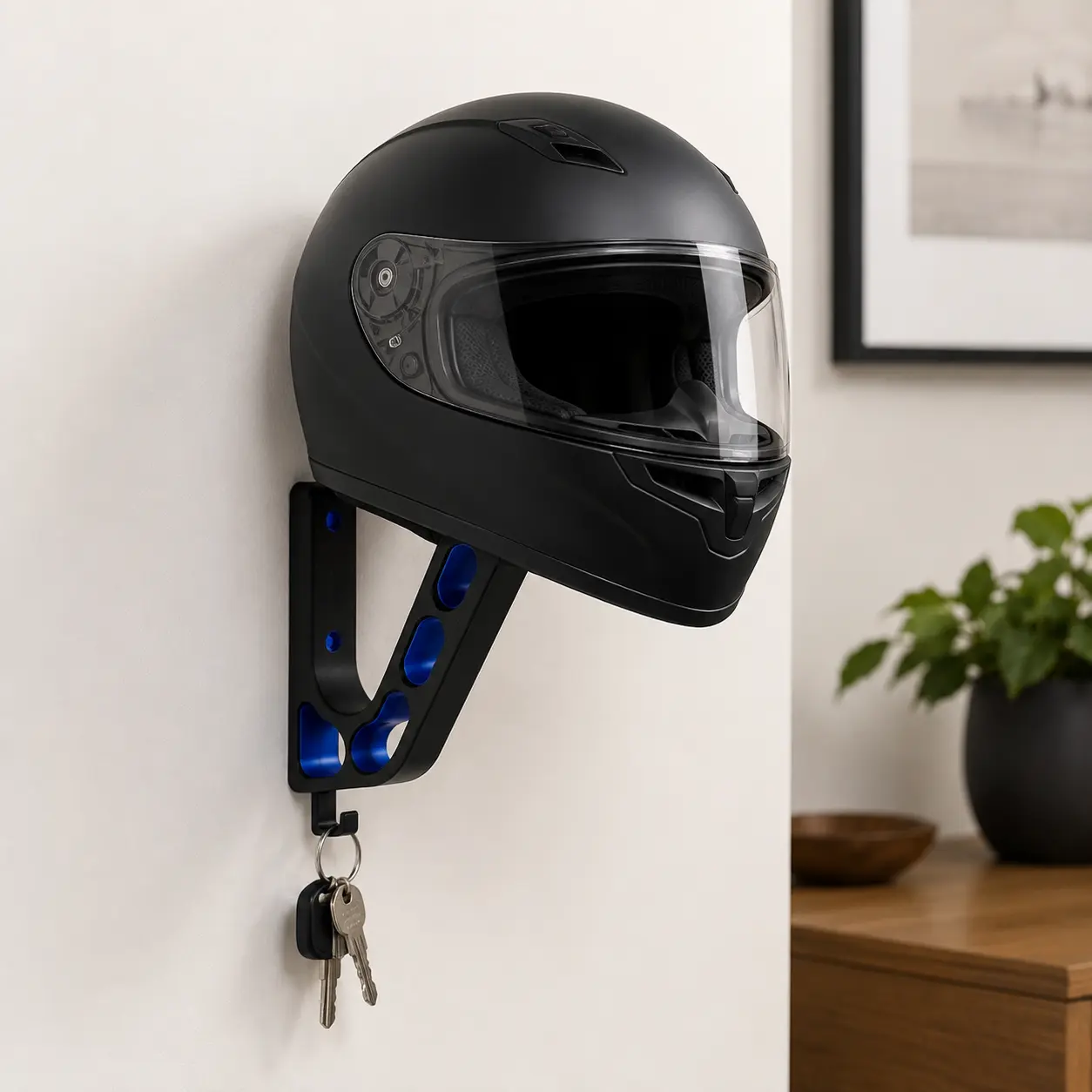 Motorcycle Helmet Holder Wall Mount with Jacket Hook