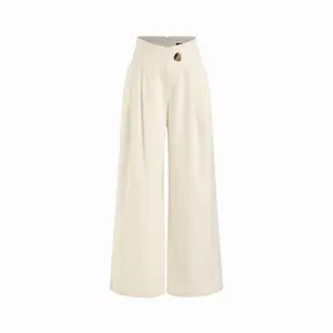Cider High Rise Metal Button Pleated Wide Leg Trousers