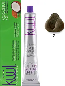 KUUL Ammonia-Free Permanent Cream Hair Dye - 7 Rubio Shade, 3.04 fl oz Tube with Storage, 24-Month Shelf Life, Color-Protective Formula for Hair Coloring, 24 Months