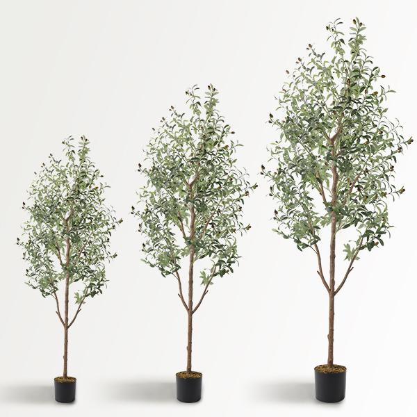 Artificial Olive Tree 7Ft/6Ft/5Ft Tall Faux Silk Plant for Home Office Decor Indoor Fake Potted Tree with Natural Wood Trunk and Lifelike Fruits Decorative Ornaments Wooden