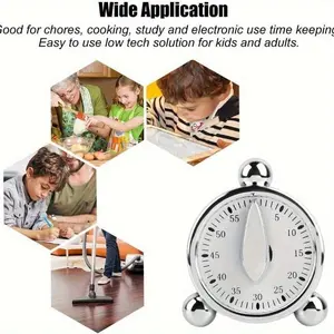 Durable ABS Plastic, Minimalist Design, Silent and Battery-Free, 60-Minute Countdown Clock, Visual Mechanical Timer, Time Manager for Kitchen Baking and Classroom Use - Classroom Timer, Cooking Timer, Compact Timer, Reliable Timer, Countdown Timer