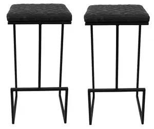 Quincy Leather Bar Stools With Metal Frame