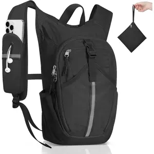 Small Hiking Backpack 10L - Lightweight Packable Foldable Backpack for Travel Camping Outdoor Commute, Compact Rucksack for Women Men(Black)