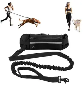 Hands Free Dog Leash for Running Walking Reflective Leash with Waist Bag Retractable Elastic Belt Dog Traction Rope Pet Products