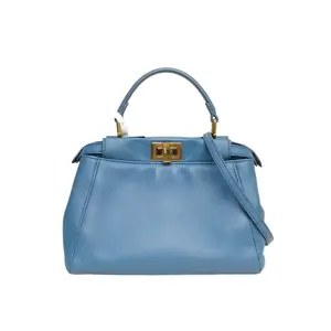 Pre-owned FENDI leather Tote Bags PEEKABOO Mini 23cm Blue C
