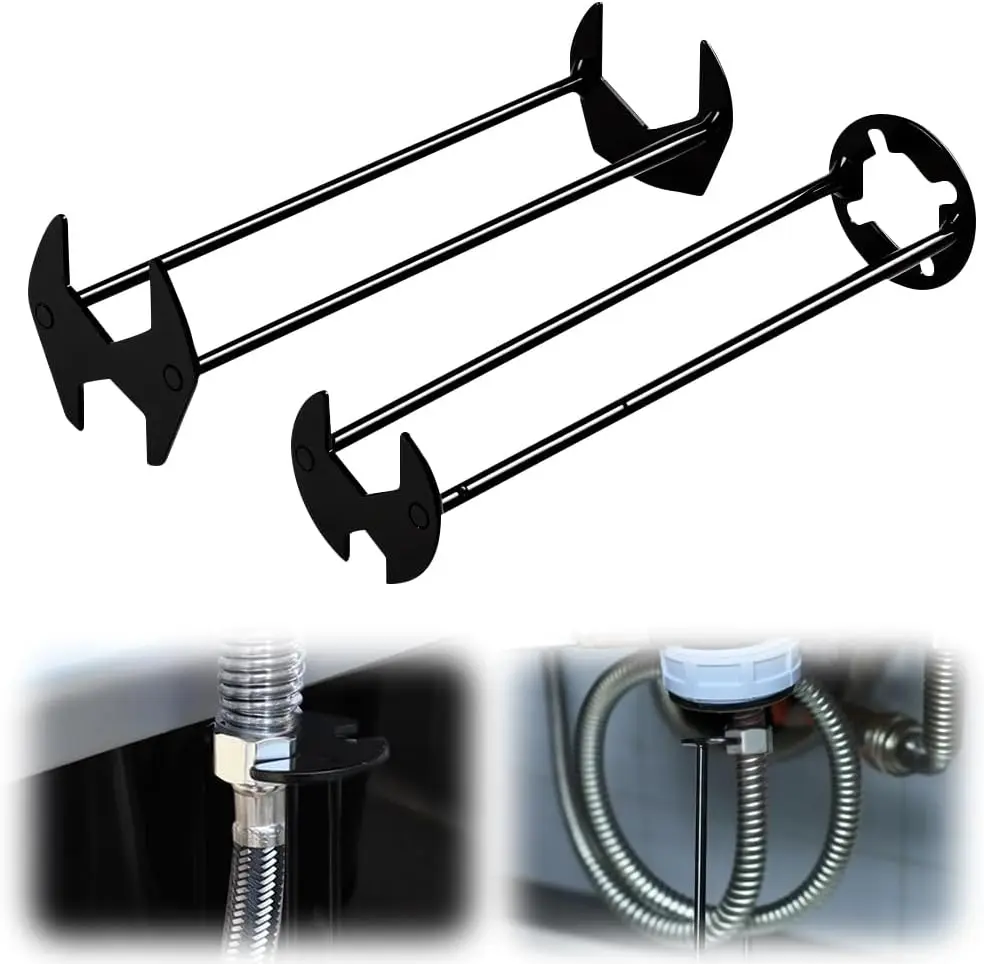 2-Pcs 2026 New Multifunctional Under-Basin Sink Wrench, Plumbing Tool for Tight Spaces, Kitchen & Bathroom Faucet Installation and Repair, Kitchen & Bathroom Faucet Installation/Repair
