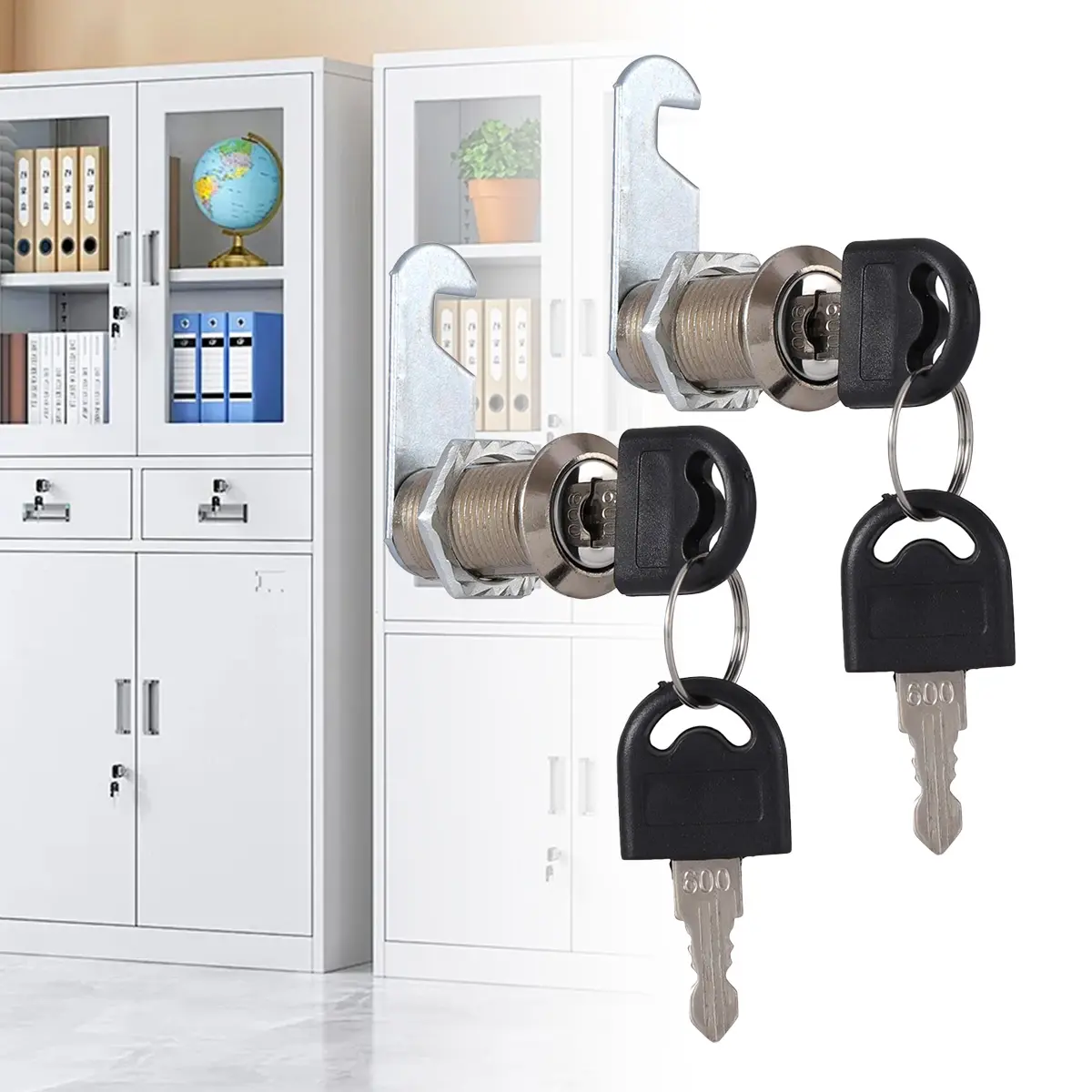 Modern 2 Pcs 20mm Durable Zinc Alloy Keyed Alike Universal Security Lever Padlock - For Storage Cabinet Locks, File Cabinets, RV Doors, Baby-Proof Child-Safety Drawers (Silver), Lever Lock