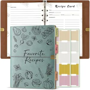 Blank Recipe Book Binder to Write in Your Own Recipes,Water Proof Leather Recipe Journal Notebook,Make your Own Favorite Cookbook(Sky blue)