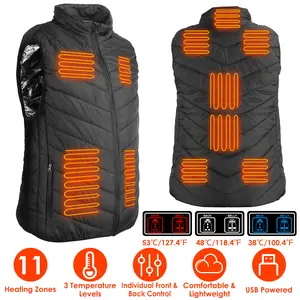 Unisex Heated Vest Electric USB Jacket Men Women Heating Coat Thermal Body Warmer Wear with 3 Temperature Levels