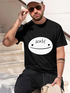 Eddsworld Stay Safe 2026 new model Black/White Tee Stylish & Comfortable Loose Crew Neck Short Sleeve T-shirts Versatile On Trend Eye Catching Printed Graphic Casual Tee for Daily Wear Outings &